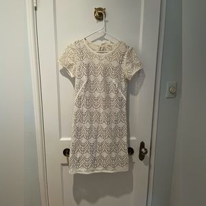 Ann Taylor LOFT crocheted dress with tie at back